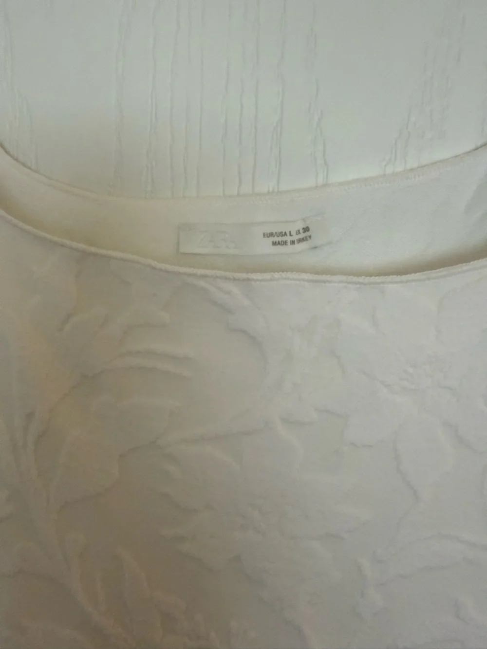 Zara White Floral Embossed Print Square-Neck Midi Bodycon Tank Dress Large - Picture 7 of 7